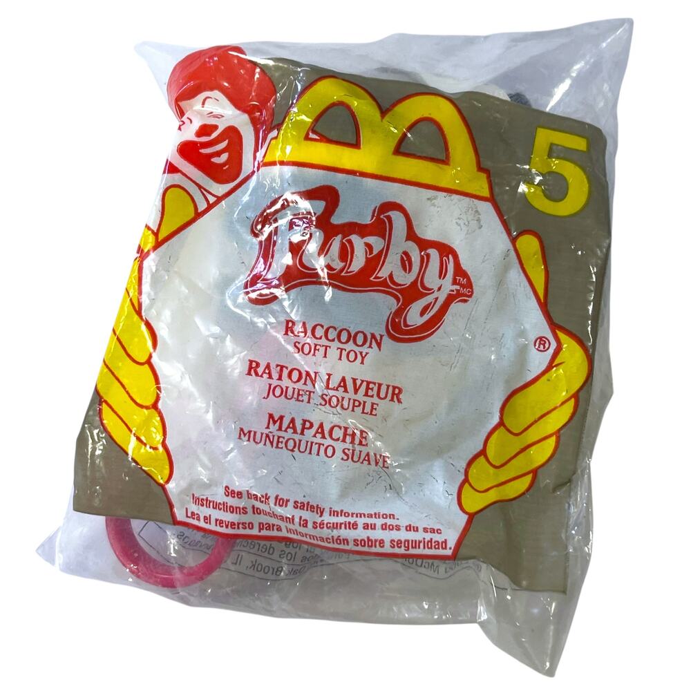 2000 McDonald’s Furby Raccoon Plush Happy Meal Toy Sealed Vintage